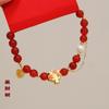 Pulseira de ágata vermelha natural novo estilo chinês sorte moeda da sorte ágata vermelha joias de miçangas de mão