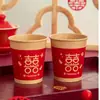 Copos de Papel para Banquete de Casamento e Noivado Atacado Copos Descartáveis para Casamento Copos Espessos para Casamento com Palavras Felizes Copos de Chá para Casamento Suprimentos para Casamento
