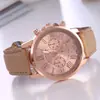 Novo Relógio de Pulso Quartz Geneva Casual à Prova d'Água de Alta Qualidade, Moda Simples, Feminino, Escala Romana, Pulseira de Couro, Comércio Exterior