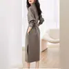 Vestido de Temperamento para el Trabajo Estilo 2026 Otoño Nuevo Cuello en V Ceñido a la Cintura Adelgazante Manga Larga Vestido Camisa Mujer