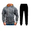 Novo Conjunto de Moletom com Capuz Masculino com Zíper Lateral Único e Tecido de Veludo Floral Catiônico