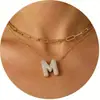 Nuevo Producto Transfronterizo de Amazon Collar con Letras de Burbuja Moda y Versátil Collar con Colgante de Pedrería Multicapa para Uso Diario