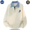 Sudadera tipo polo de manga larga con media cremallera, diseño moderno de alta calidad, marca NASA, para hombre, otoño, top casual