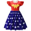 Vestido Cruzado de Halloween para Primavera y Verano, Uso Diario/Performance, Estampado Digital, Vestido Casual para Niñas