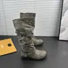 Botas Largas con Hebilla Retro para Mujer 2026 Verano Nuevo Estilo Tacón Grueso Antideslizantes Botas Martin Moda de Nicho Botas Apiladas