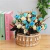 Cesta de Flores de Mimbre de Mano, Cesta de Ratán, Cesta de Almacenamiento para Salida de Picnic de Verano, Cesta de Princesa con Arreglo de Flores Artificiales