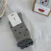 Calcetines de Tubo Medio para Mujer, Cómodos, de Cuadros Grises, para Niña, Boca de Burbuja, Básicos, Versátiles, de Otoño