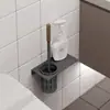 Escova de Vaso Sanitário de Nogueira Banheiro Escova de Vaso Sanitário de Cabo Longo Sem Furos para Pendurar na Parede Escova de Vaso Sanitário de Madeira Maciça com Base Conjunto de Limpeza
