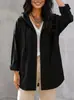 Chamarra camisa protectora del sol con cordón transfronteriza europea y americana, estilo workwear minimalista, con capucha, de longitud media, holgada y extragrande para mujer