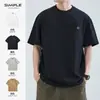 Camiseta de Manga Corta de Peso Pesado Hansca para Hombre Verano 2025 Nuevo Negro Cuello Redondo Suelto Casual Algodón Top Bordado