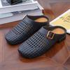 Verano 2025 Nuevas Comercio Exterior Punta Cuadrada Transpirables Hebilla Media Pantufla Tejidas Sandalias Lazy para Mujer