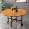 Mesa Dobrável Doméstica Multifuncional Pequeno Apartamento Desmontagem Portátil Mesa de Jantar Dobrável com Mesa Giratória Móvel Mesa Dobrável de Três Seções