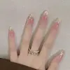 Uñas Postizas, Adornos de Perlas Dulces, Moños y Diamantes Hechos a Mano, Manicura Prehecha Desmontable para el Uso Diario y Citas