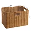 Mesa de Té Cesta de Bocadillos Mesita de Noche Caja de Almacenamiento Cesta con Cajón Cesta de Almacenamiento para Artículos de Baño Marco de Ratán de Plástico