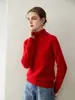 Suéter 100% cashmere puro para mulheres, gola alta discreta, suéter de tricô pulôver solto e versátil, macio e amigo da pele, adequado para outono e inverno