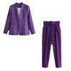 Traje casual 2024 nuevo estilo europeo y americano solapa chaqueta larga de traje + corte slim con cinturón pantalón recto