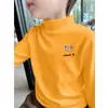 Y2578 # Roupa Íntima Térmica de Veludo Infantil Outono e Inverno Estilosa Camiseta Grossa de Manga Longa para Meninos com Gola Alta Parcial para Aquecimento.