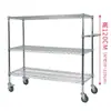 Armazém de Fábrica Prateleiras de Malha de Arame Cromada Rack de Armazenamento Multicamadas de Aço Inoxidável Rack de Armazenamento Doméstico Rack Giratório Móvel com Rodas