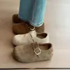 Sapatos Birkenstock com salto escondido femininos 2026 Outono fivela versátil decote baixo slip-on sapatos preguiçosos casuais sapatos únicos mocassins