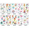 Novos adesivos de tatuagem de desenho animado infantil transfronteiriços, dinossauro fofo e divertido, sereia, adesivos de tatuagem temporária para braço de animal