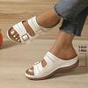 Zapatillas de mujer de talla grande transfronterizas 2024 nuevas europeas y americanas de suela gruesa con hebilla de cinturón de una palabra, zapatos casuales de cabeza redonda, talla 35-43
