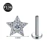 Arete de Titanio F136 Incrustado con Circonita Patchwork Circonita Corazón de Amor Estrella de Cinco Puntas Hoja Arete de Lóbulo Arete de Labio Arete de Cartílago Perforación Joyería