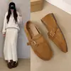 Zapatos casuales, mocasines de otoño, zapatos de vestir sencillos, zapatos de mujer, estilo coreano, con tacón oculto, cierre de hebilla, versátiles, retro, nuevo estilo 2026