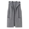 Chaleco abierto con capucha informal de punto de cachemir para mujer, ropa de abrigo holgada de longitud media, de moda, para otoño e invierno, venta al por mayor