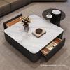 Mesa de centro italiana de lujo, ligera y de alta gama, con placa de roca cuadrada, para apartamento pequeño, moderna, sencilla, para sala de estar, hogar, combinación minimalista en negro