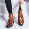 Botas Martin estilo británico, botas Chelsea Brock para hombre, otoño e invierno 2024, zapatos de cuero de caña alta, botas de trabajo de caña media, botas de cuero