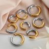 Aretes geométricos de acero dorado con costuras, hebilla para la oreja, acero titanio, oro de 18K, aretes de nicho que no se decoloran, joyería pequeña de temperamento personalizada