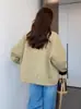 Chaqueta Corta de Color Block con Solapa y Cremallera Estilo Coreano para Mujer 2026 Otoño Holgada Versátil Ropa de Trabajo Talla Pequeña Chaqueta Top