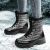 Botas de Neve Femininas 2025 Inverno Forradas com Lã Espessadas à Prova de Frio Proteção Quente para as Pernas Sapatos de Algodão de Cano Alto Versáteis Antiderrapantes para Caminhada