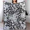 Coloração preto e branco, manta casual para casa, manta multiuso DIY, manta para rabiscar, manta para cochilo, atacado, arte linear pintada à mão, design criativo