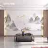 Papel Tapiz de Paisaje Estilo Nuevo, Revestimiento de Pared de Paisaje Estilo Chino Nuevo, Revestimiento de Pared Dorado de Lujo Ligero, Papel Tapiz de Fondo de TV para Sala de Estar