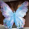 Decoración de ventana de exhibición de flores artificiales de mariposa gigante, soporte de mariposa floral, flor decorativa para accesorios de fotos y exhibición