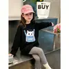 Camiseta de manga larga de dibujos animados para niños, nuevo estilo elegante para primavera y otoño 2026 para niñas, 100% algodón puro, camiseta básica cómoda y versátil