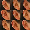 Brincos de Clipe Zircônia Fashion de Luxo Leve, Brincos Geométricos Multicamadas Personalizados de Cruz e Floco de Neve Sem Piercing, Brincos de Clipe de Trevo de Quatro Folhas