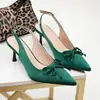 Zapatos de tacón alto de punta para mujer, Nuevo estilo Primavera 2026, Sandalias cerradas de estilo francés verde, Zapatos de boca poco profunda para mujer, Zapatos de tacón fino