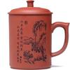 Caneca de Areia Roxa Yixing para Homens, Grande Capacidade, com Tampa, Caneca de Água, Caneca de Chá, Conjunto de Chá, Caneca de Cerâmica para Escritório, Gravada à Mão