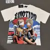 Comércio Exterior Transfronteiriço Atacado Nova Marca Tendência Estilo Americano Camiseta 280g de Manga Curta para Homens e Mulheres com Strass Estampado, Caimento Solto Manga Meia