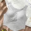 Colete de Gola Redonda com Fivela Transfronteiriço Feminino Sem Mangas Interior Cor Sólida Simples Bonito Costas Esportivo Alta Elasticidade Plus Size Lingerie Alça
