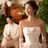Vestido de Novia Ligero de Satén Estilo Coreano Modelo Nuevo 2026 para Novias Petite, Sin Tirantes, Sencillo y Elegante para la Recepción de la Boda y Salir