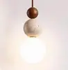Lámpara colgante vintage para mesita de noche, color crema, estilo japonés wabi-sabi, lámpara colgante retro de travertino amarillo para recibidor, pasillo, comedor