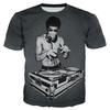 Camiseta Kung Fu Gigante Li Xiaolong Impressa em 3D Masculina Verão Casual Top Solto Manga Curta Venda Direta de Fábrica