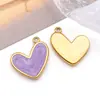 Pingente de Coração de Pêssego Esmaltado Grande de Aço Inoxidável 18x21mm Salpicado com Ouro Pingando Óleo para Colar DIY Corrente de Celular Acessórios de Joias