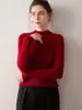 Suéter 100% Caxemira Pura para Mulheres, Gola Alta Meia-Calça Outono e Inverno, Linha Única Pronto para Vestir, Suéter de Base Tricotado Sem Costura