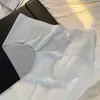 Calcinha de seda de amoreira 7A transparente antibacteriana no entrepernas de seda gelo para mulheres, cintura média, hipoalergênica, sensação de pele nua, cueca fio dental com formato de bumbum de pêssego 3D