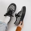 Zapatos de Lona a Cuadros Tricolor Blanco y Negro para Mujer, Tenis Nuevos de Moda Estilo Coreano, Zapatos de Primavera con Suela Gruesa para Aumentar Altura, Zapatos de Punta Ancha, Zapatos Lindos