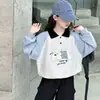 Sudadera para Niñas POIO Top 2026 Nueva Ropa Exterior de Primavera y Otoño Manga Larga Solapa Niños Medianos y Grandes Informal Elegante